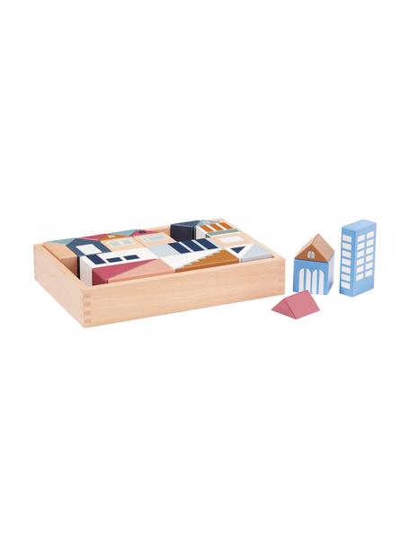 Holzklötze-Set Aiden, Fichtenholz, Buchenholz, lackiert, Mehrfarbig, B 30 x H 6 cm
