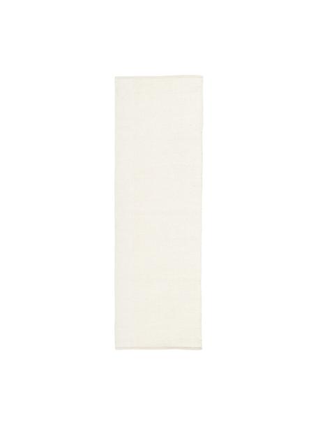 Tapis de couloir en laine blanc crème tissé main Amaro, Blanc crème, larg. 80 x long. 250 cm