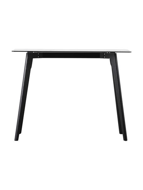 Schreibtisch Blair mit Glas-Ablage, Tischplatte: Hartglas, Beine: Eichenholz, lackiert, Transparent, Schwarz, B 100 x T 50 cm