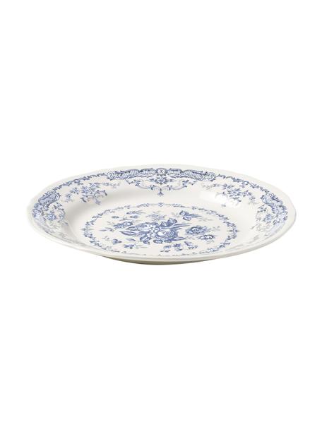Assiette plate vintage bleu Rose, 2 pièces, Céramique, Blanc, bleu, Ø 26 x 2 cm