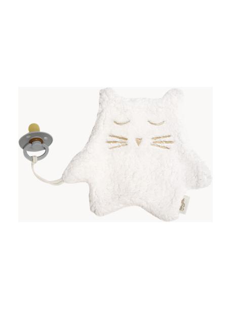 Knuffeldeken Kitten met speenhouder, handgemaakt, Polyester, Gebroken wit, B 19 x L 20 cm