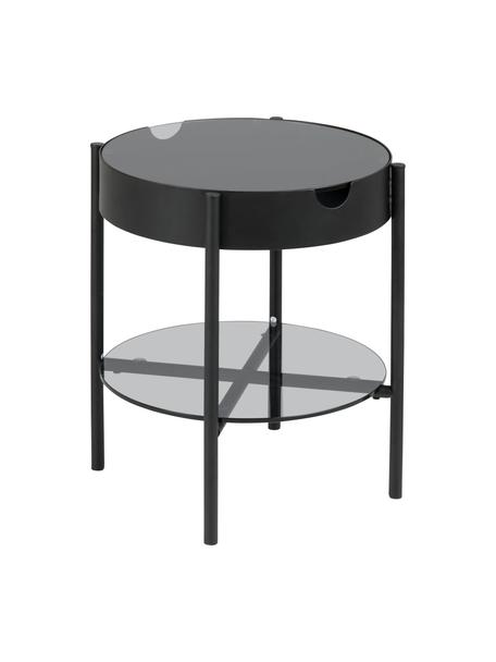Odkládací stolek Tipton, Tvrzené sklo, kov, Šedá, černá, Ø 45 cm, V 50 cm