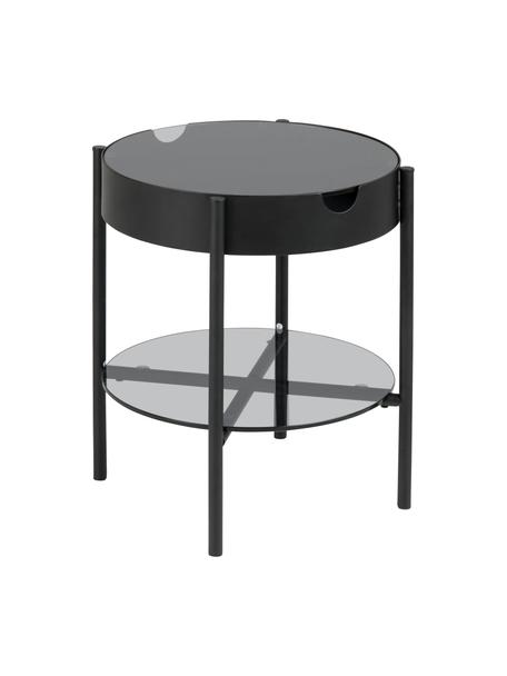 Odkládací stolek Tipton, Tvrzené sklo, kov, Černá, Ø 45 cm, V 50 cm