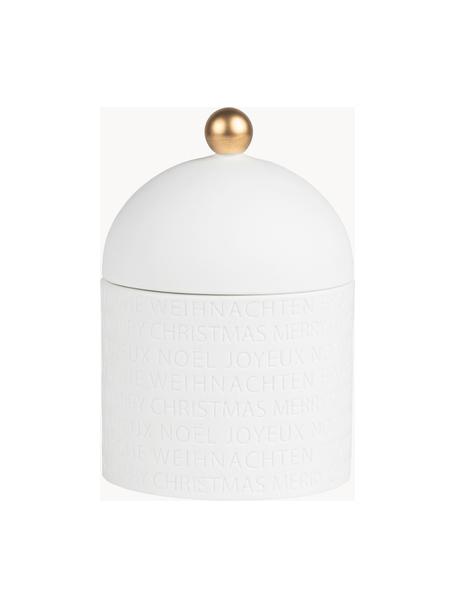 Bote de porcelana Christmas, Porcelana, Blanco, dorado, Ø 10 x Al 15 cm