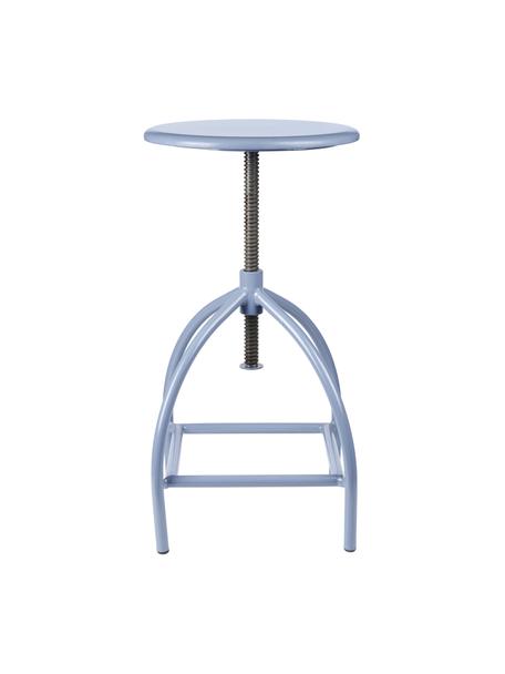 In hoogte verstelbare kruk Sire, Zitvlak: mangohout, gelakt, Frame: gecoat staal, Lichtblauw, Ø 33 x H 46 cm