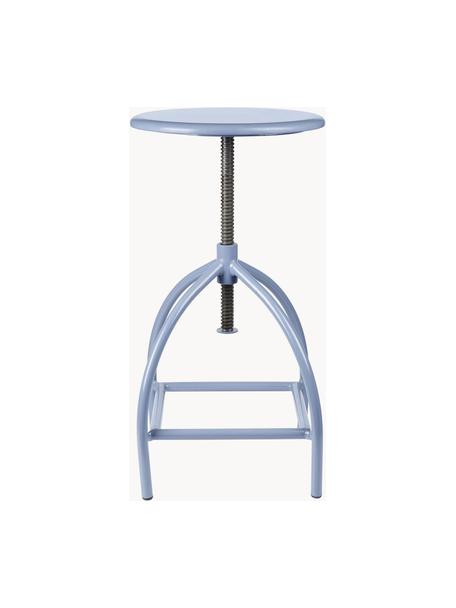 Höhenverstellbarer Hocker Sire, Sitzfläche: Mangoholz, lackiert, Gestell: Stahl, beschichtet, Hellblau, Ø 33 x H 46 cm
