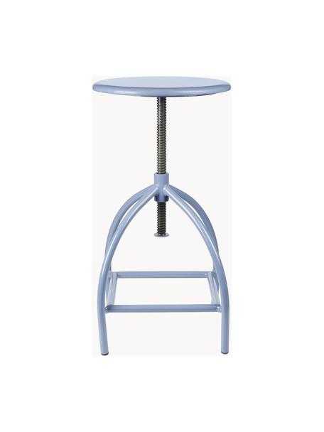In hoogte verstelbare kruk Sire, Zitvlak: mangohout, gelakt, Frame: gecoat staal, Lichtblauw, Ø 33 x H 46 cm