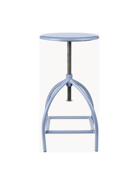 Höhenverstellbarer Barhocker Sire, Sitzfläche: Mangoholz, lackiert, Gestell: Stahl, beschichtet, Hellblau, Ø 33 x H 46-73 cm
