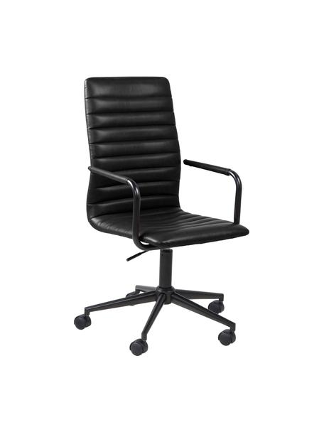 Kancelářská otočná židle z imitace kůže Winslow, Černá, Š 45 cm, H 58 cm