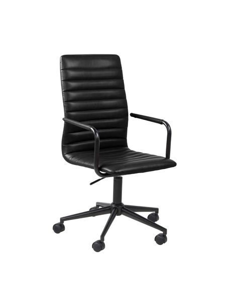 Sedia da scrivania in similpelle Winslow, regolabile in altezza, Rivestimento: similpelle (poliuretano), Seduta: 24 kg/m³, Struttura: metallo verniciato a polv, Ruote: plastica, Similpelle nero, Larg. 45 x Prof. 58 cm