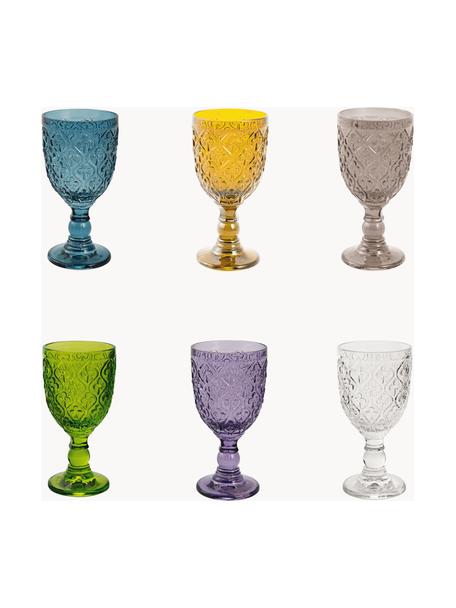 Set 6 bicchieri da vino con motivo strutturato Marrakech, Vetro, Multicolore, Ø 8 x Alt. 17 cm, 280 ml