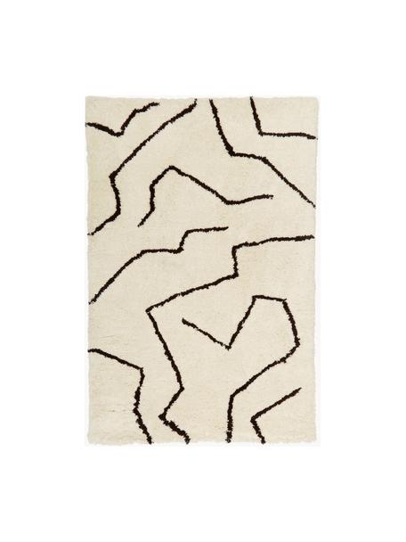 Ręcznie tuftowany dywan z długim włosiem Davin, Kremowobiały, czarny, S 160 x D 230 cm (Rozmiar M)