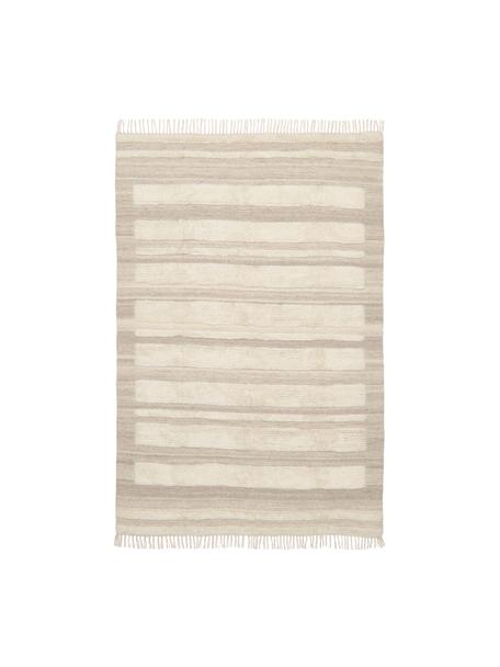 Ręcznie tkany dywan z wełny z wypukłą strukturą Anica, Taupe, beżowy, S 80 x D 150 cm (Rozmiar XS)