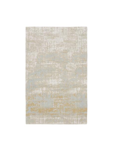 Tapis vintage coton tissé main Luise, Tons bleus et jaunes, larg. 120 x long. 180 cm (taille S)