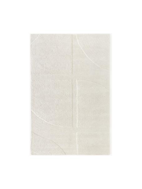 Flauschiger Hochflor-Teppich Jade mit erhabener Hoch-Tief-Struktur, Flor: 100 % Polyester, GRS-zert, Cremeweiß, B 200 x L 300 cm (Größe L)