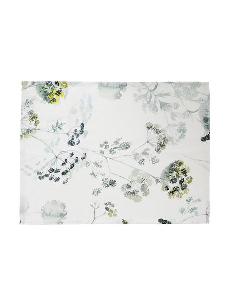 Bavlněné prostírání s akvarelovým potiskem Herbier, 2 ks, Bavlna, Bílá, odstíny zelené, Š 38 cm, D 50 cm