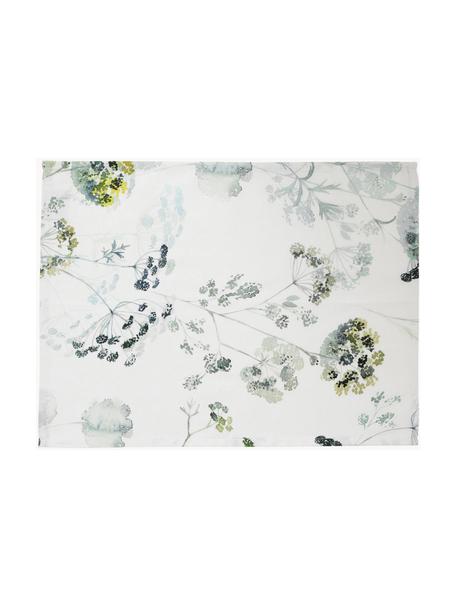 Manteles individuales estampados Herbier, 2 uds., Algodón, Blanco con motivo floral, An 38 x L 50 cm
