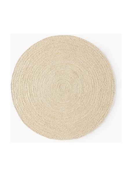 Runder Jute-Teppich Sharmila, handgefertigt, 100 % Jute, Off White, Ø 100 cm (Größe XS)