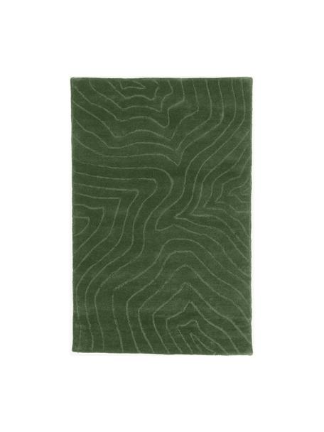 Tapis en laine tuftée main Aaron, Vert foncé, larg. 120 x long. 180 cm (taille S)