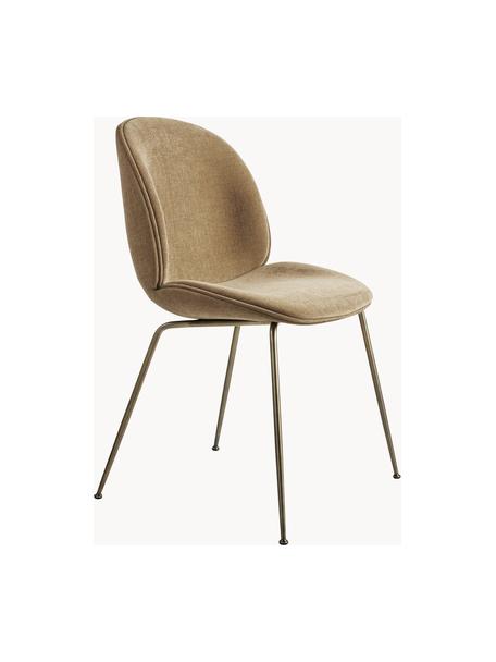 Krzesło tapicerowane Beetle, Tapicerka: 100% poliester, Nogi: stal powlekana, Beżowy, odcienie złotego, matowy, S 56 x G 58 cm