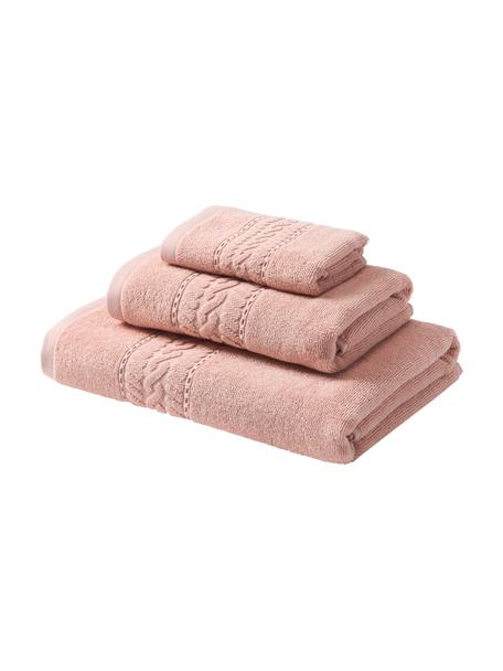 Sada ručníků Cordelia, 3 díly, Růžová, Sada s různými velikostmi