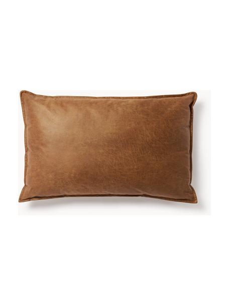 Cojín de cuero reciclado sofá Lennon, Funda: 70% cuero, 30% poliéster , Cuero marrón, An 50 x L 80 cm