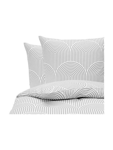 Pościel z bawełny Arcs, Szary, biały, 200 x 200 cm + 2 poduszka 80 x 80 cm