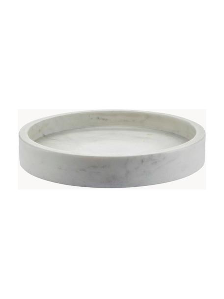 Rond decoratief dienblad Pako van marmer, Marmer, Wit, gemarmerd, Ø 20 cm