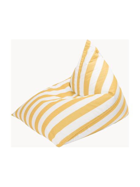 Pouf sacco da esterno Calypso, Rivestimento: 100% polipropilene resist, Giallo, bianco, Larg. 115 x Alt. 90 cm