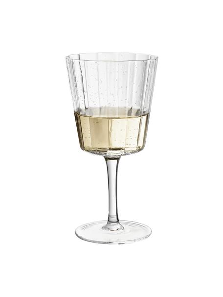 Copas de vino sopladas artesanalmente con relives Scallop Glasses, 4 uds., Vidrio soplado artesanalmente, Transparente, Ø 9 x Al 17 cm