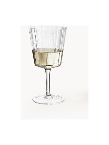 Ručne fúkaný pohár na víno Scallop Glasses, 4 ks, Fúkané sklo, Priehľadná, Ø 9 x V 17 cm