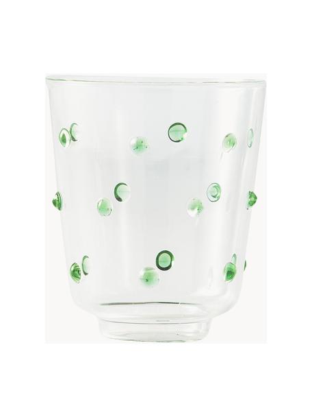 Ručně foukané sklenice na vodu Nob, 2 ks, Ručně foukané sklo, Transparentní, zelená, Ø 9 cm, V 10 cm, 300 ml
