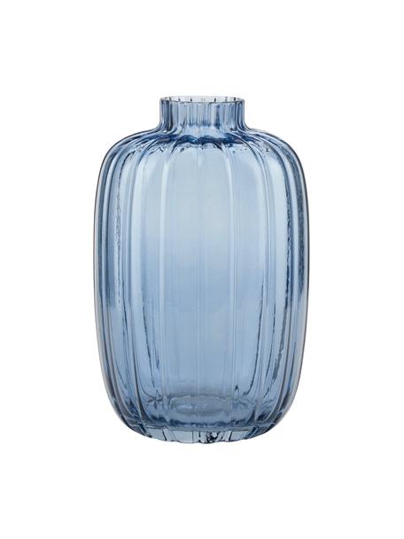 Skleněná váza Groove, Sklo, Modrá, Ø 13 cm, V 20 cm