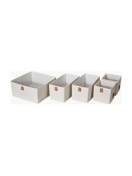 Boîtes de rangement Premium, 5 élém., Beige clair, brun, De différentes tailles