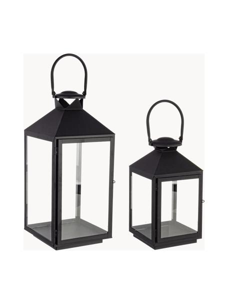 Set 2 lanterne Classy, Struttura: ferro verniciato a polver, Trasparente, nero, Set in varie misure