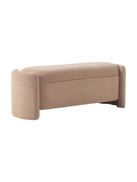 Teddy-Sitzbank Benji mit Stauraumfunktion, Bezug: Teddy (100 % Polyester) D, Gestell: Massives Kiefernholz, FSC, Teddy Karamell, B 140 x H 50 cm
