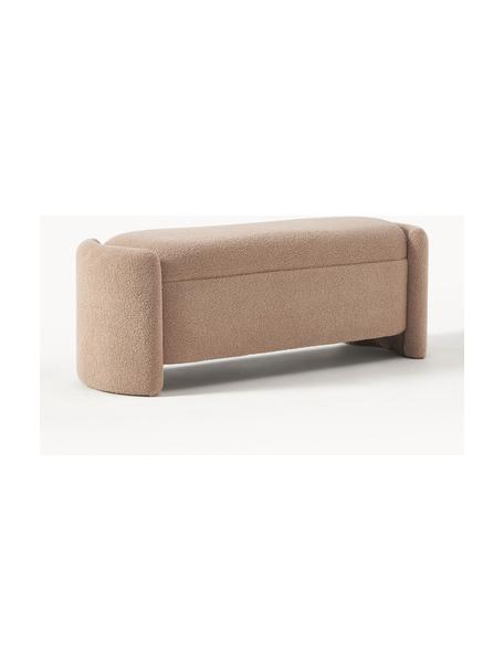 Banc bouclette avec rangement Benji, Bouclette beige, larg. 140 x haut. 50 cm