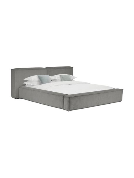 Polsterbett Lennon aus Cord mit Stauraumfunktion, Bezug: Cord (98% Polyester, 2% P, Gestell: Massives Kiefernholz, FSC, Füße: Holz, FSC-zertifiziert, K, Cord Grau, B 180 x L 200 cm
