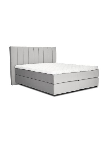 Łóżko kontynentalne premium z aksamitu Lacey, Nogi: lite drewno bukowe, lakie, Jasny szary, S 140 x D 200 cm