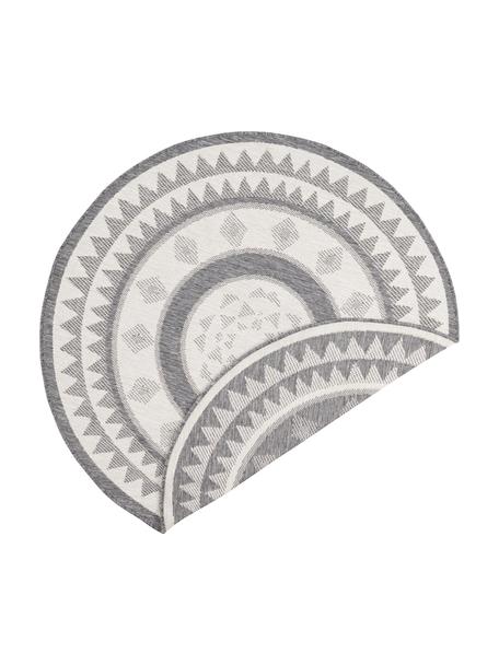 Rond omkeerbaar in- & outdoor vloerkleed Jamaica, 100% polypropyleen, Grijs, crèmekleurig, met patroon, Ø 200 cm (maat L)