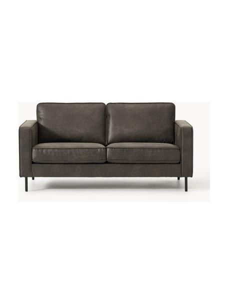 Sofa Hunter (2-Sitzer) aus recyceltem Leder, Bezug: Recyceltes Leder (70% Led, Gestell: Massives Kiefernholz und , Füße: Metall, pulverbeschichtet, Leder Anthrazit, B 164 cm x T 90 cm