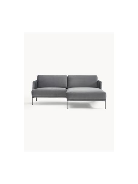 Kleines Samt-Ecksofa Fluente, Bezug: Samt (100 % Polyester) De, Gestell: Massives Kiefernholz, Bir, Samt Dunkelgrau, B 198 x T 152 cm, Eckteil rechts