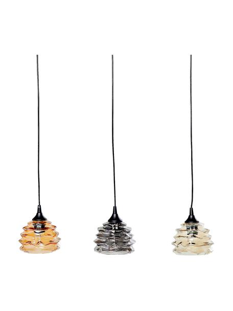Pendelleuchte Ruffle aus Glas, Lampenschirm: Glas, Baldachin: Stahl, lackiert, Orange, Grau, Bernsteinfarben, 69 x 17 cm