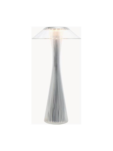Malá přenosná LED stolní lampa Space, Umělá hmota, Stříbrná, Ø 15 cm, V 30 cm