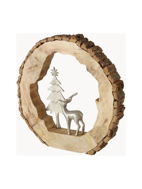 Decoratief object Ullach met metalen figuurtjes, Voetstuk: hout, Zilverkleurig,helder hout, B 40 x H 40 cm