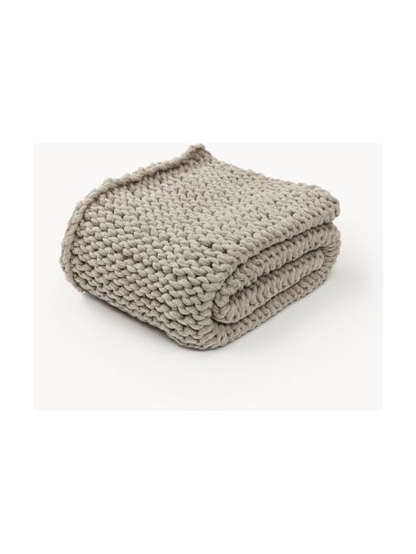 Handgemachte Grobstrickdecke Adyna, 100 % Acryl, Greige, B 130 x L 170 cm