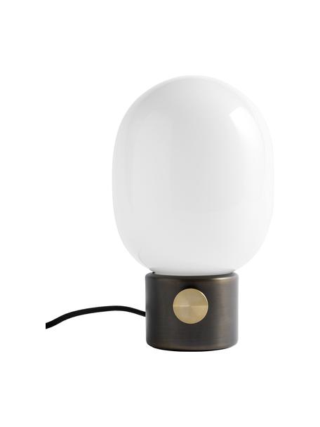 Lámpara de mesa regulable Viola, con puerto USB, Pantalla: vidrio, Cable: forro textil, Blanco, marrón, Ø 19 x Al 32 cm