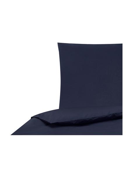 Perkal dekbedovertrek Elsie, Weeftechniek: perkal Draaddichtheid 200, Donkerblauw, 140 x 200 cm + 1 kussenhoes 60 x 70 cm