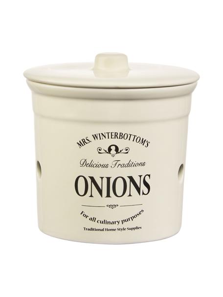 Úložná dóza Mrs Winterbottoms Onions, Ø 17 x V 18 cm, Kamenina, Krémová, čierna, Ø 17 x V 18 cm