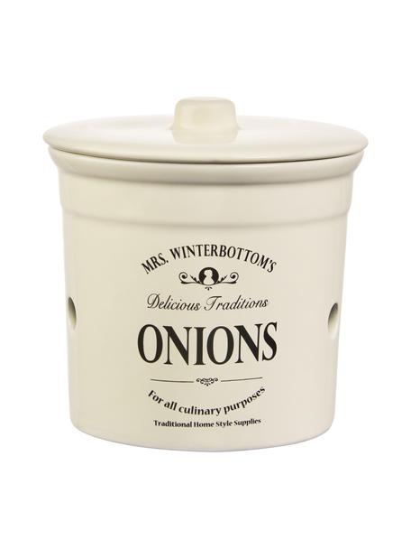 Boîte de rangement Mrs Winterbottoms Onions, Ø 17 x haut. 18 cm, Grès cérame, Blanc crème, noir, Ø 17 x haut. 18 cm